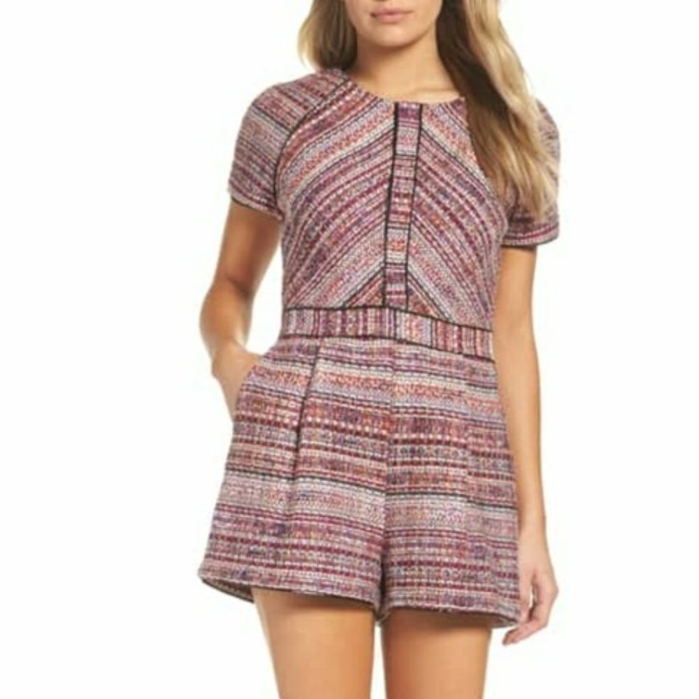 Adelyn Rae Jamie Woven Tweed Romper Size S